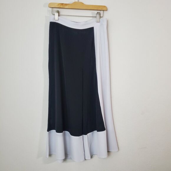 Gabrielle Union Pants Medium Black White Wide Leg Crop New York & Co Avant Garde - Picture 1 of 11